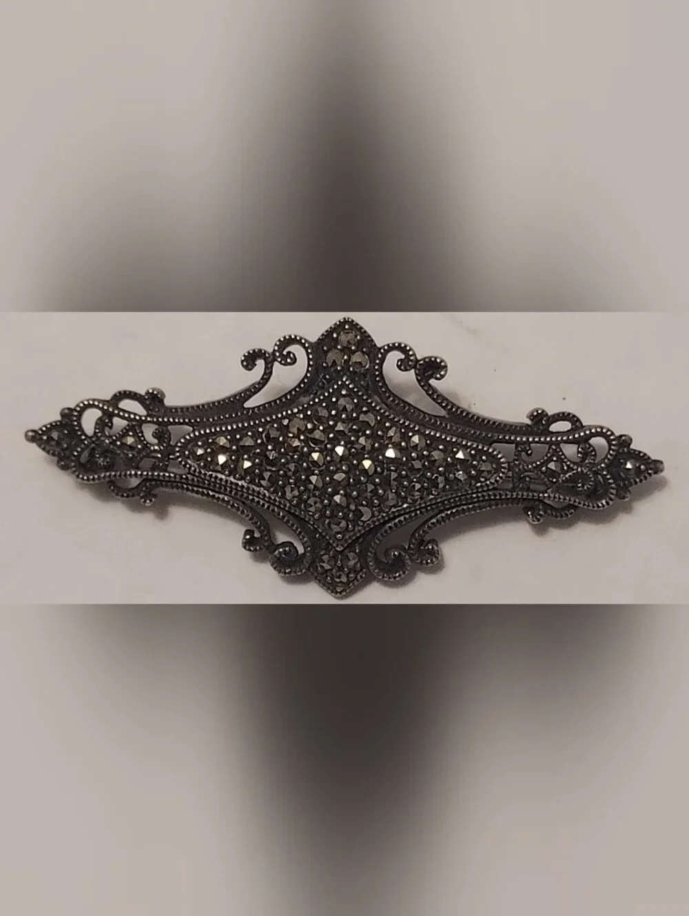 Vintage Sterling Silver - JUDITH JACK Signed Designer Marcasite Brooch Pin 925